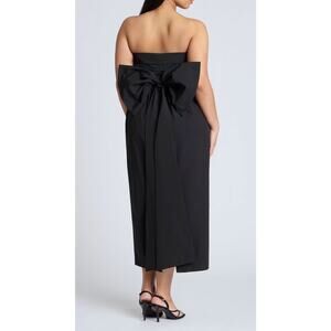 ELOQUII Strapless Black Midi Dress with Oversized Back Bow Size 14 Fit & Flare